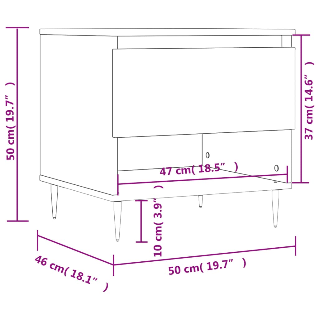 Table basse blanc 50x46x50 cm bois d’ingénierie - XIOS