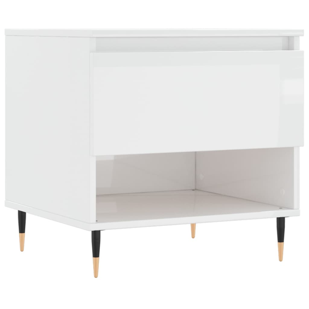 Table basse blanc brillant 50x46x50 cm bois d’ingénierie - XIOS