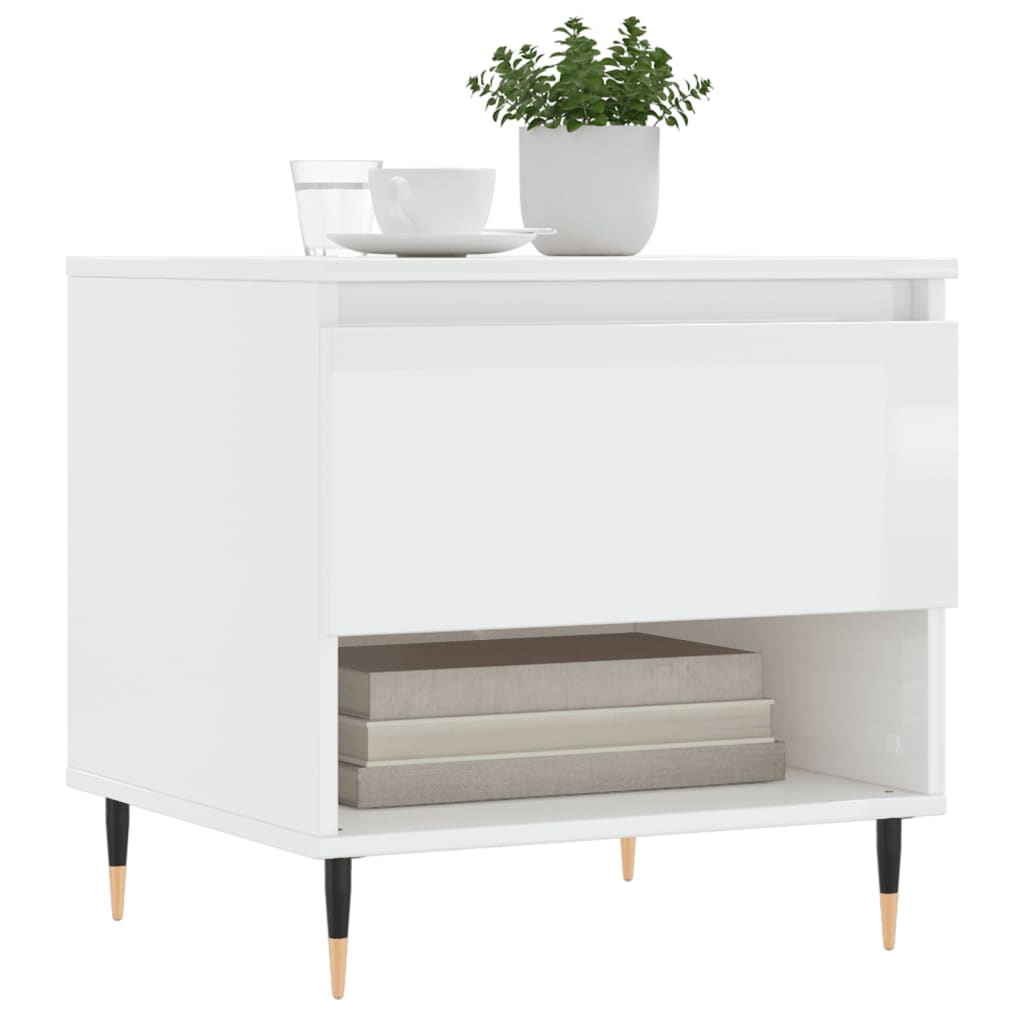 Table basse blanc brillant 50x46x50 cm bois d’ingénierie - XIOS