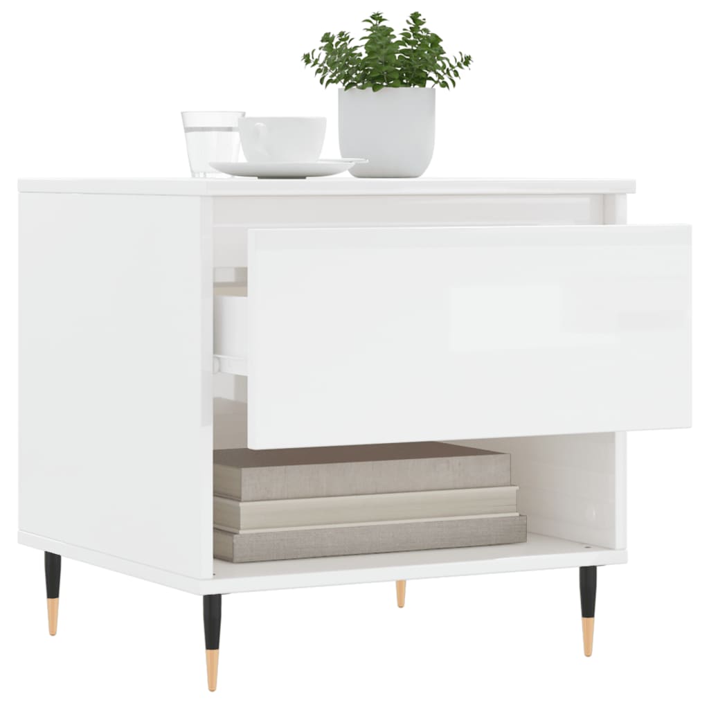 Table basse blanc brillant 50x46x50 cm bois d’ingénierie - XIOS