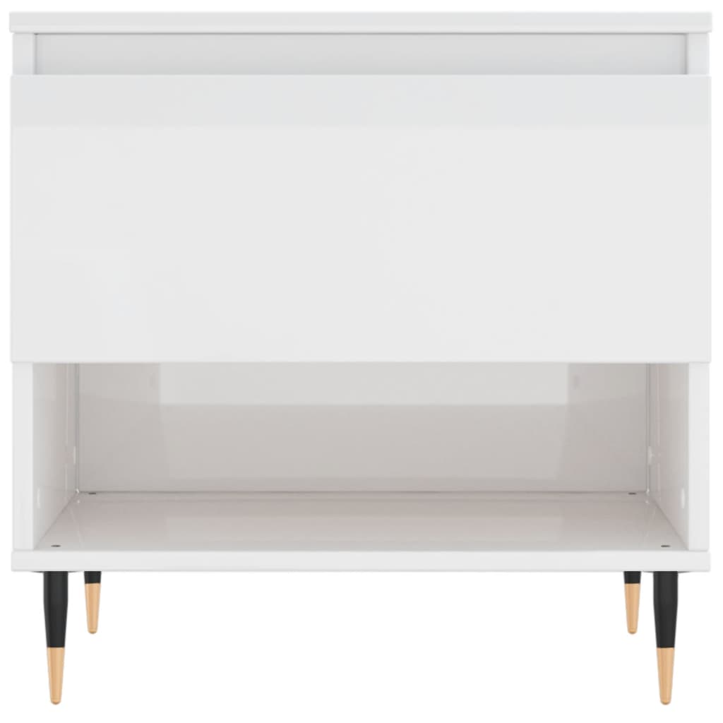 Table basse blanc brillant 50x46x50 cm bois d’ingénierie - XIOS