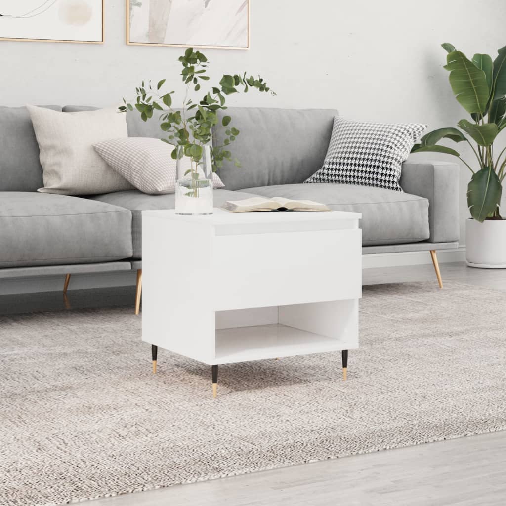 Table basse blanc brillant 50x46x50 cm bois d’ingénierie - XIOS
