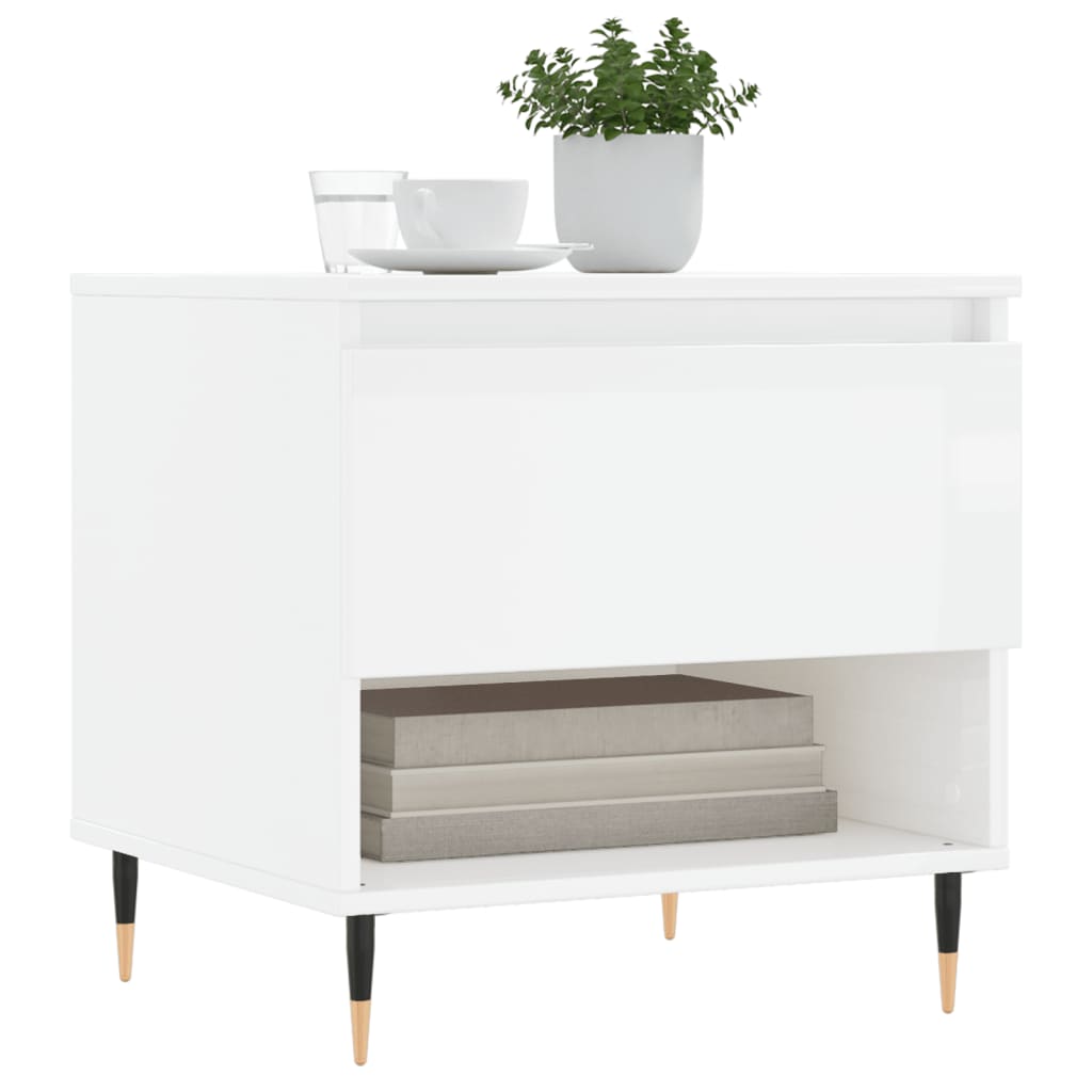 Tables basses 2 pcs blanc brillant 50x46x50cm bois d'ingénierie - XIOS