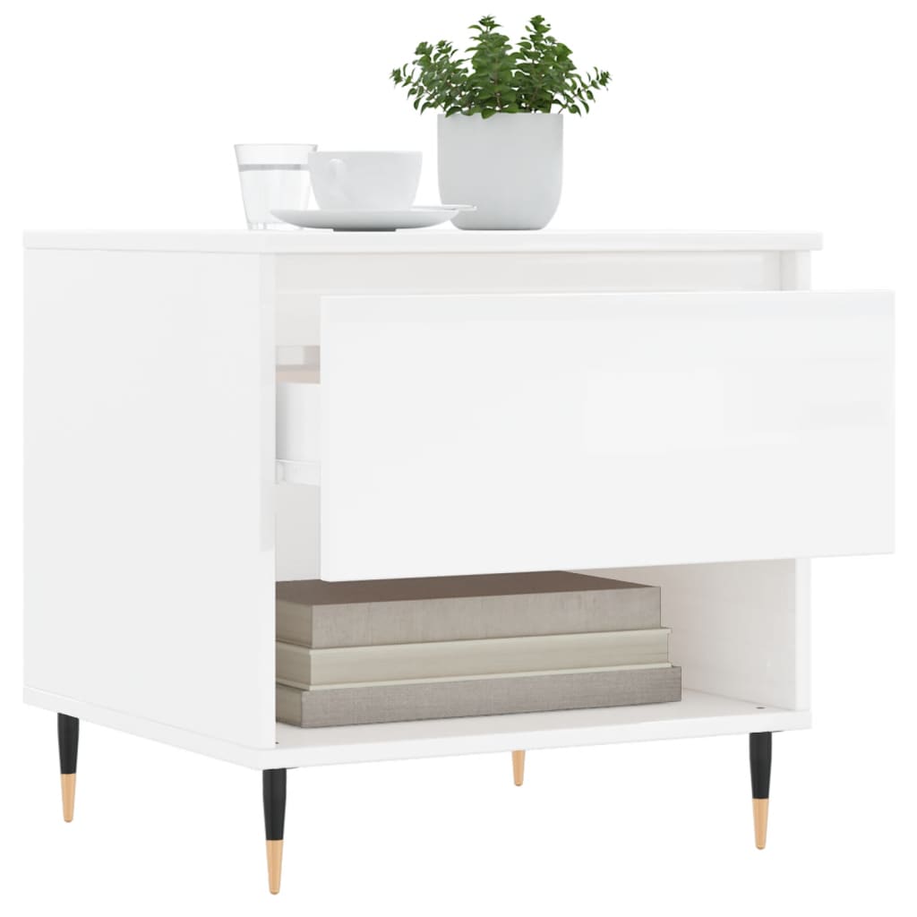 Tables basses 2 pcs blanc brillant 50x46x50cm bois d'ingénierie - XIOS