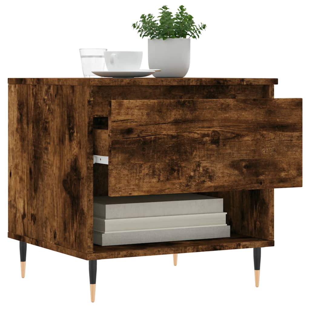 Table basse chêne fumé 50x46x50 cm bois d'ingénierie - XIOS
