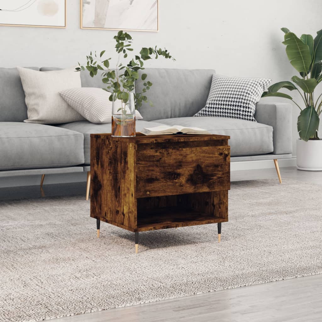 Table basse chêne fumé 50x46x50 cm bois d'ingénierie - XIOS