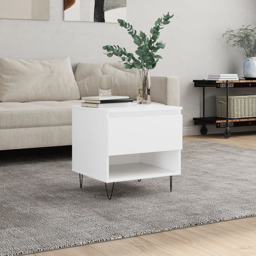 Table basse blanc 50x46x50 cm bois d’ingénierie - XIOS