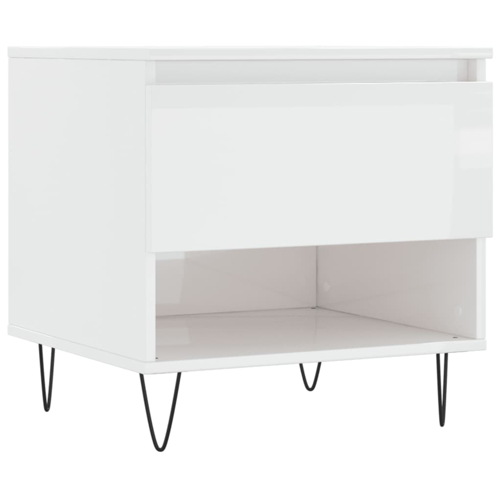 Table basse blanc brillant 50x46x50 cm bois d'ingénierie - XIOS