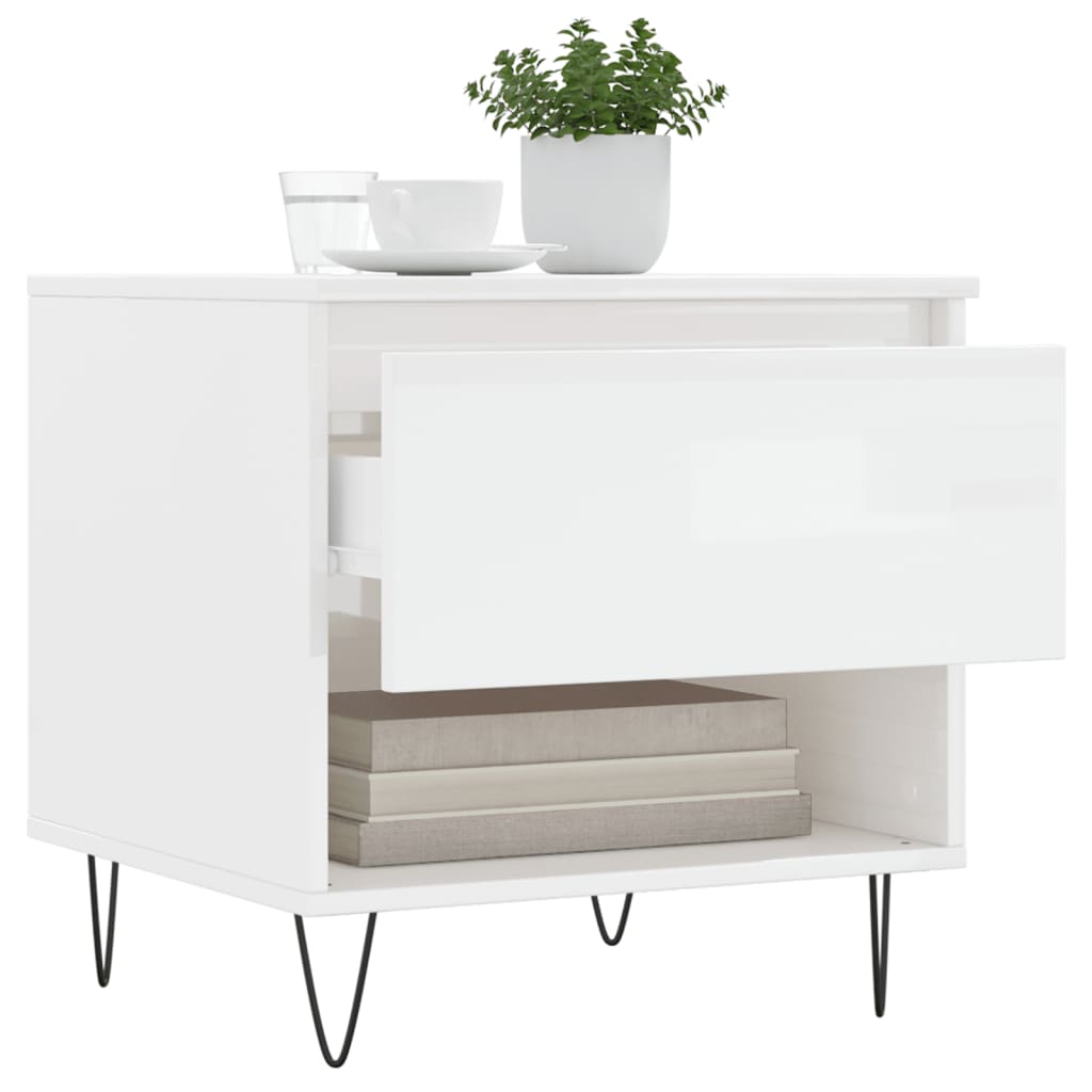 Table basse blanc brillant 50x46x50 cm bois d'ingénierie - XIOS