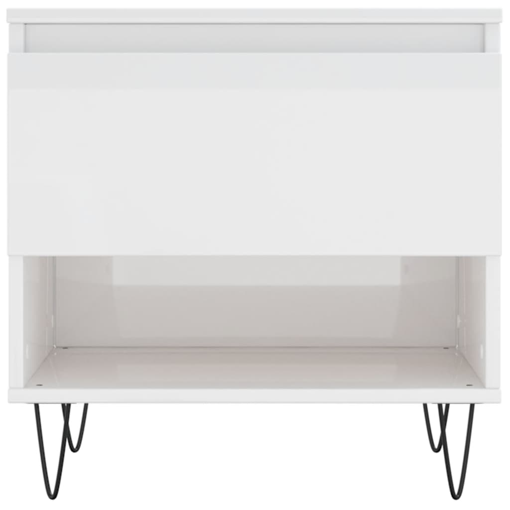 Table basse blanc brillant 50x46x50 cm bois d'ingénierie - XIOS