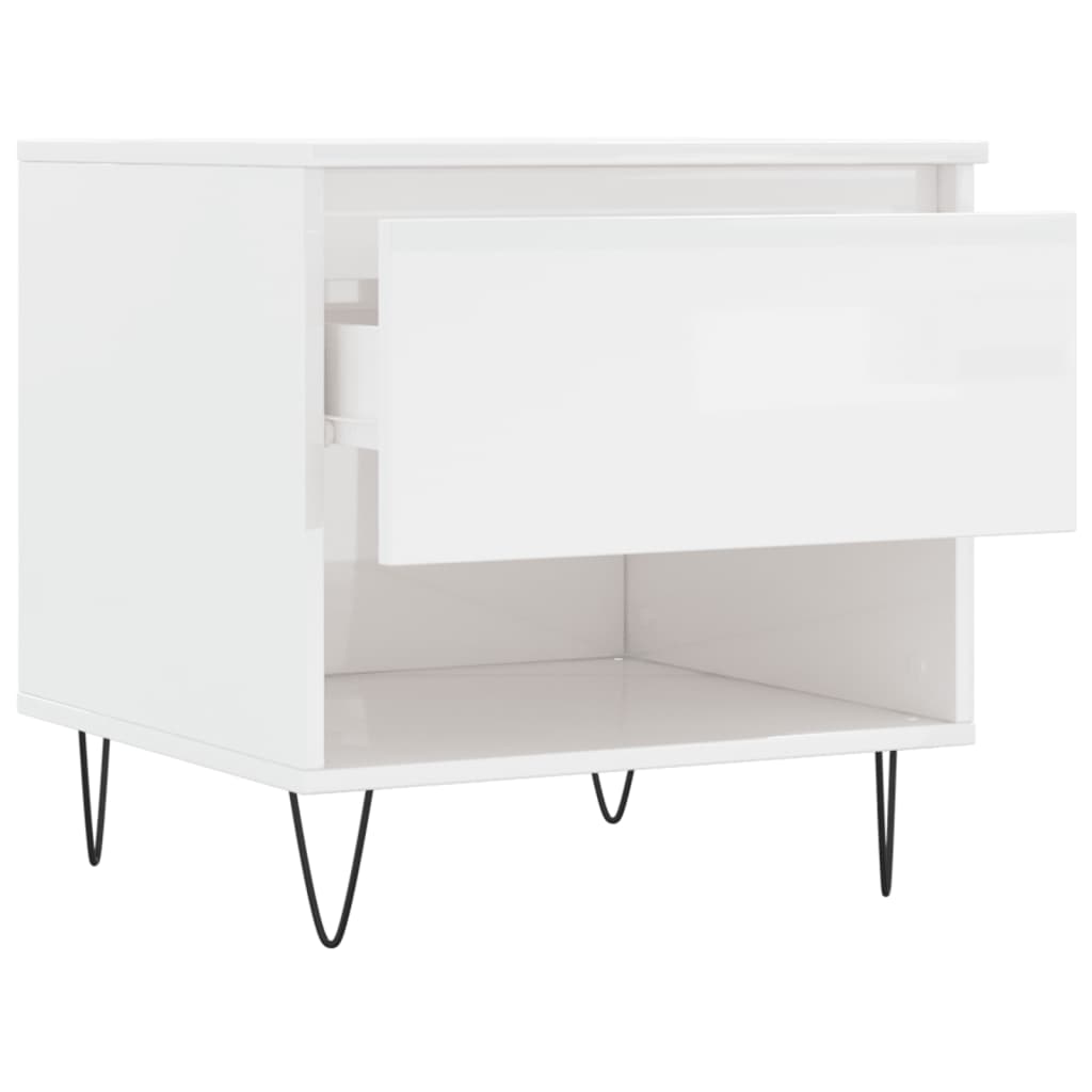 Table basse blanc brillant 50x46x50 cm bois d'ingénierie - XIOS