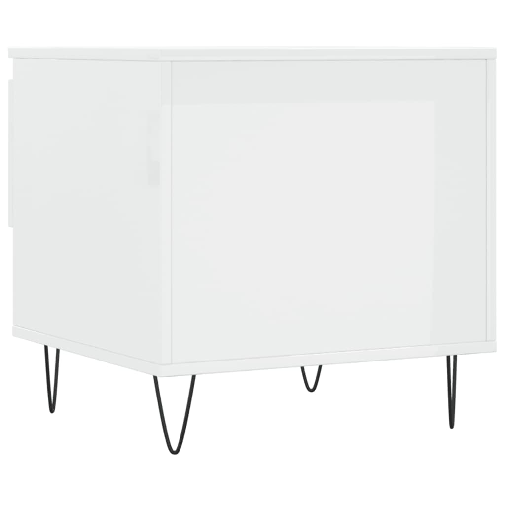 Table basse blanc brillant 50x46x50 cm bois d'ingénierie - XIOS