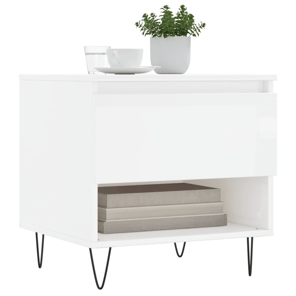 Tables basses 2 pcs blanc brillant 50x46x50cm bois d'ingénierie - XIOS