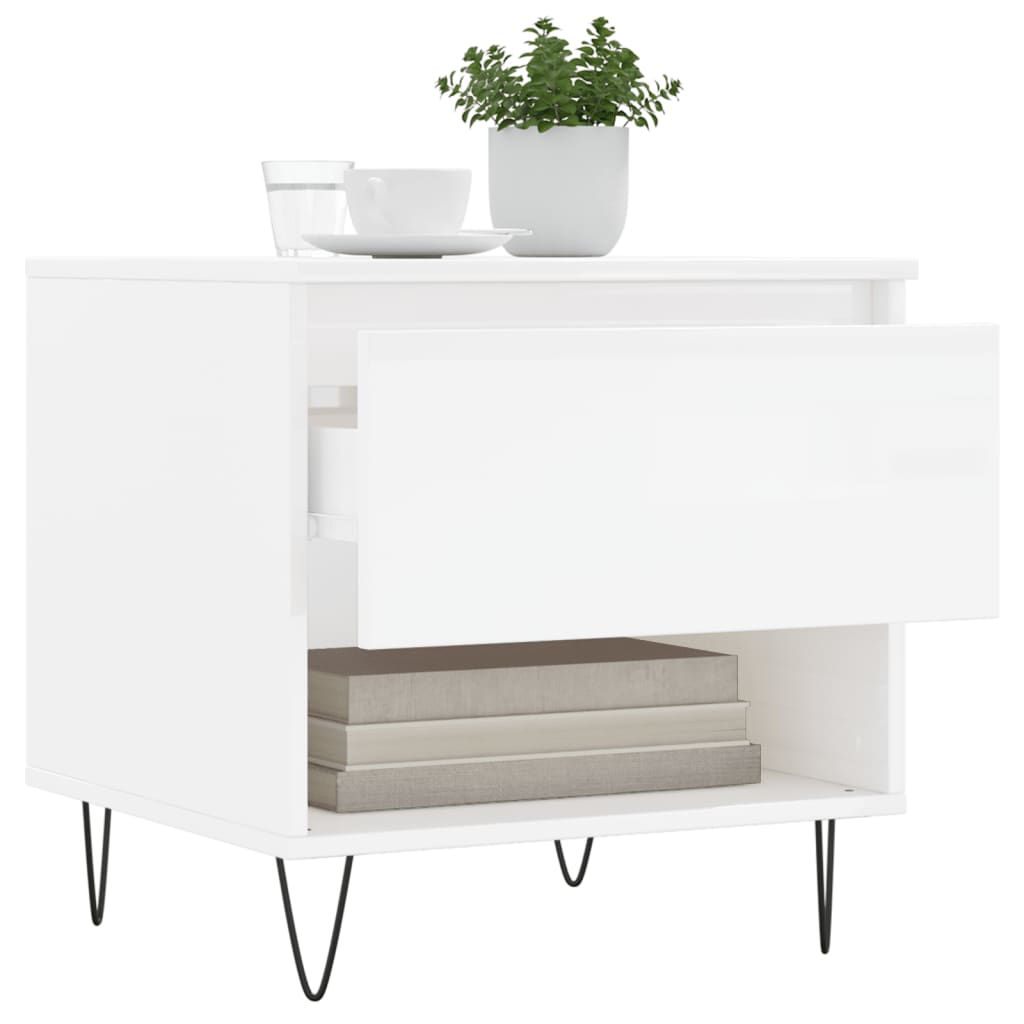 Tables basses 2 pcs blanc brillant 50x46x50cm bois d'ingénierie - XIOS