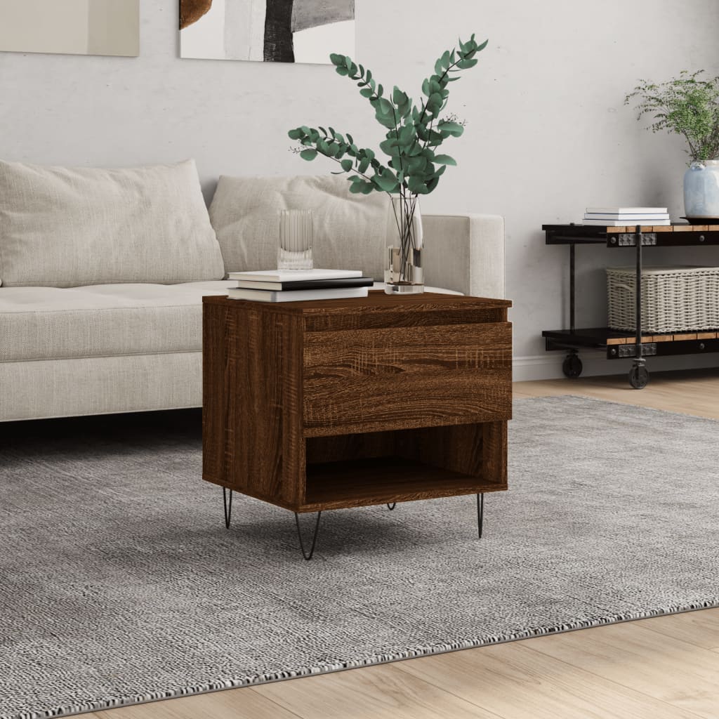 Table basse chêne marron 50x46x50 cm bois d'ingénierie - XIOS