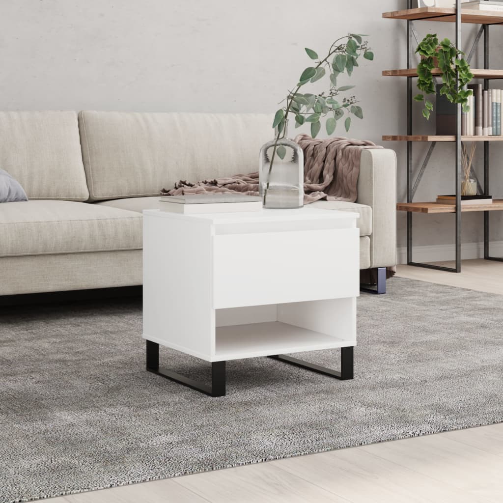 Table basse blanc 50x46x50 cm bois d’ingénierie - XIOS