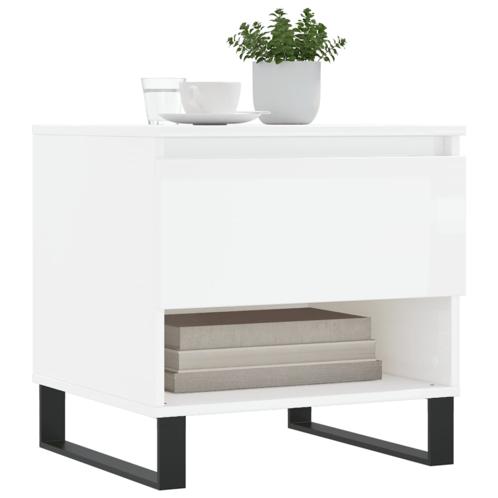 Tables basses 2 pcs blanc brillant 50x46x50cm bois d'ingénierie - XIOS