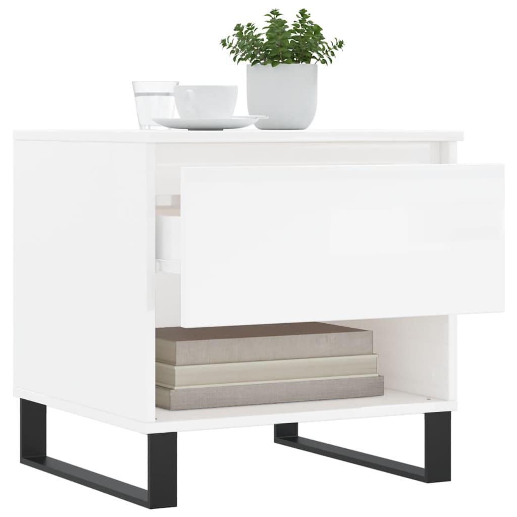 Tables basses 2 pcs blanc brillant 50x46x50cm bois d'ingénierie - XIOS