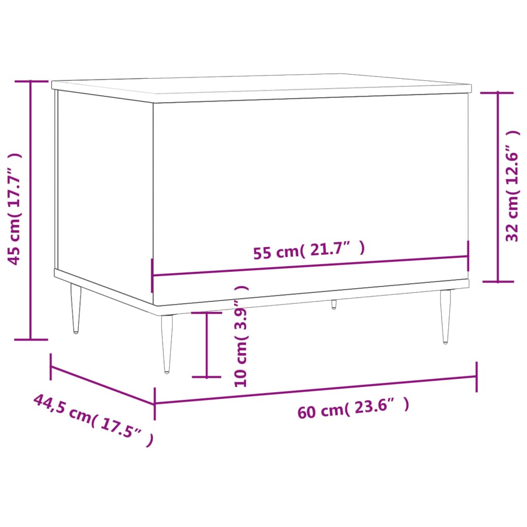 Table basse Noir 60x44,5x45 cm Bois d'ingénierie - XIOS