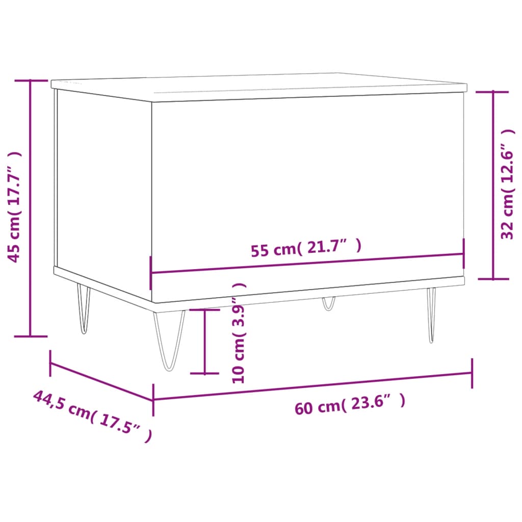 Table basse Sonoma gris 60x44,5x45 cm Bois d'ingénierie - XIOS