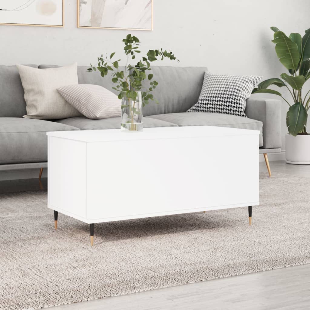 Table basse Blanc 90x44,5x45 cm Bois d'ingénierie - XIOS