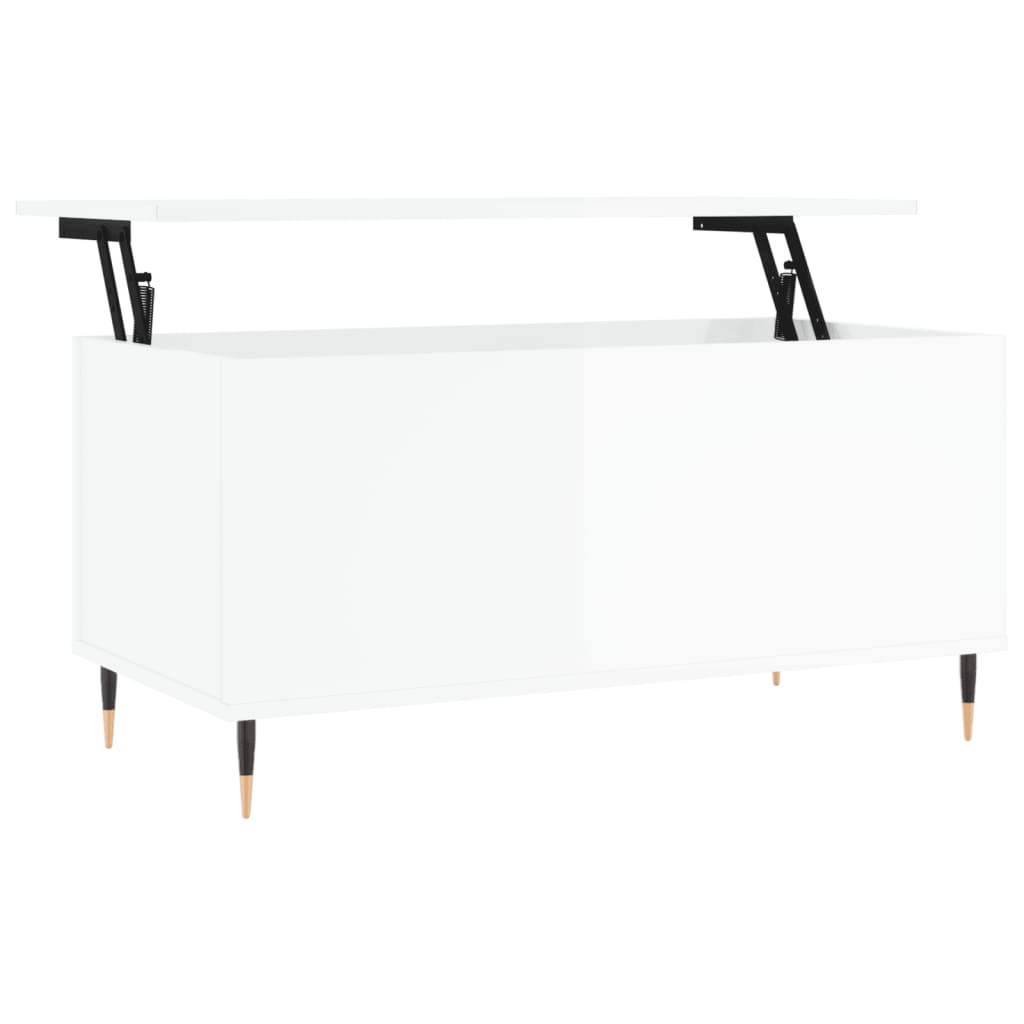 Table basse Blanc brillant 90x44,5x45 cm Bois d'ingénierie - XIOS