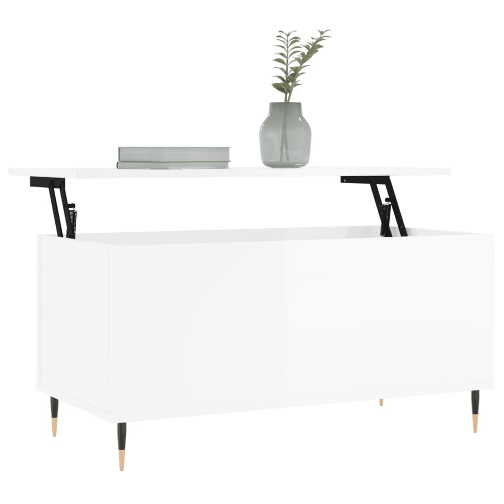Table basse Blanc brillant 90x44,5x45 cm Bois d'ingénierie - XIOS