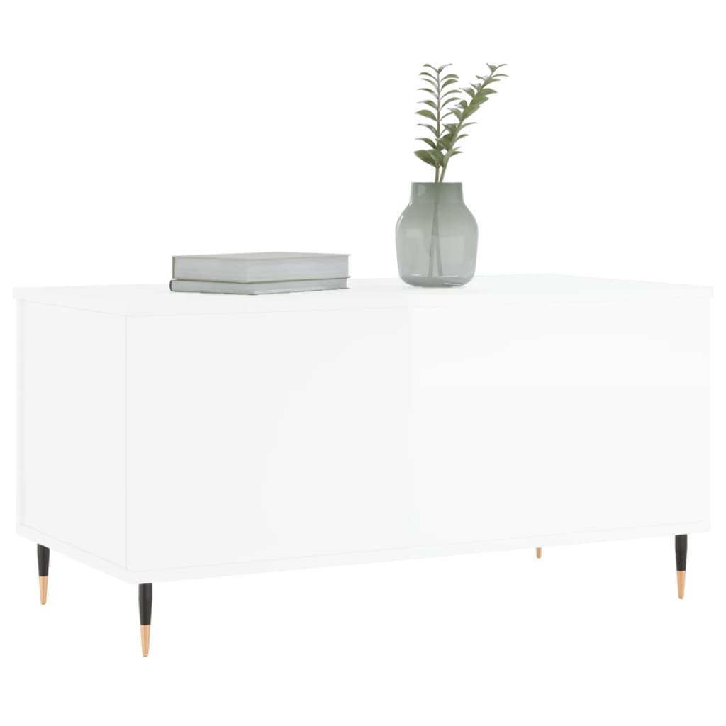 Table basse Blanc brillant 90x44,5x45 cm Bois d'ingénierie - XIOS