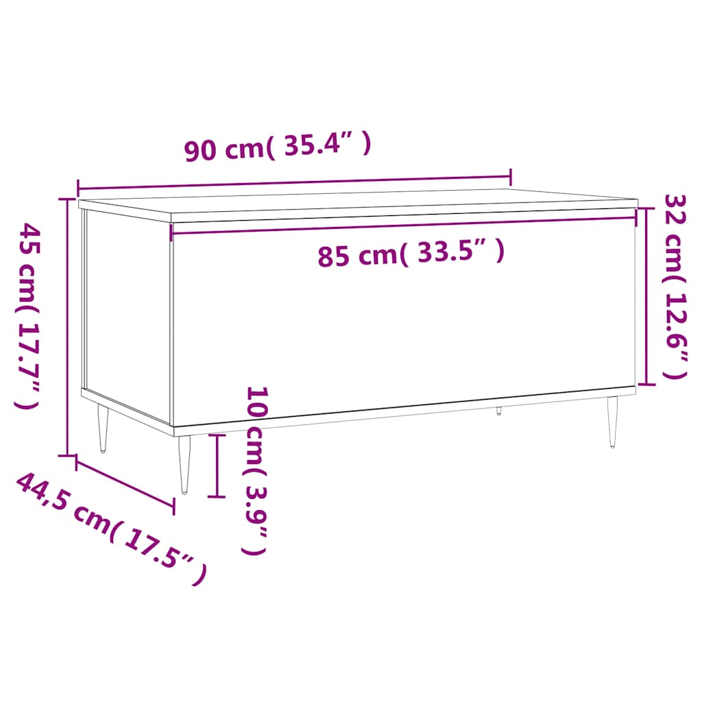 Table basse Chêne marron 90x44,5x45 cm Bois d'ingénierie - XIOS