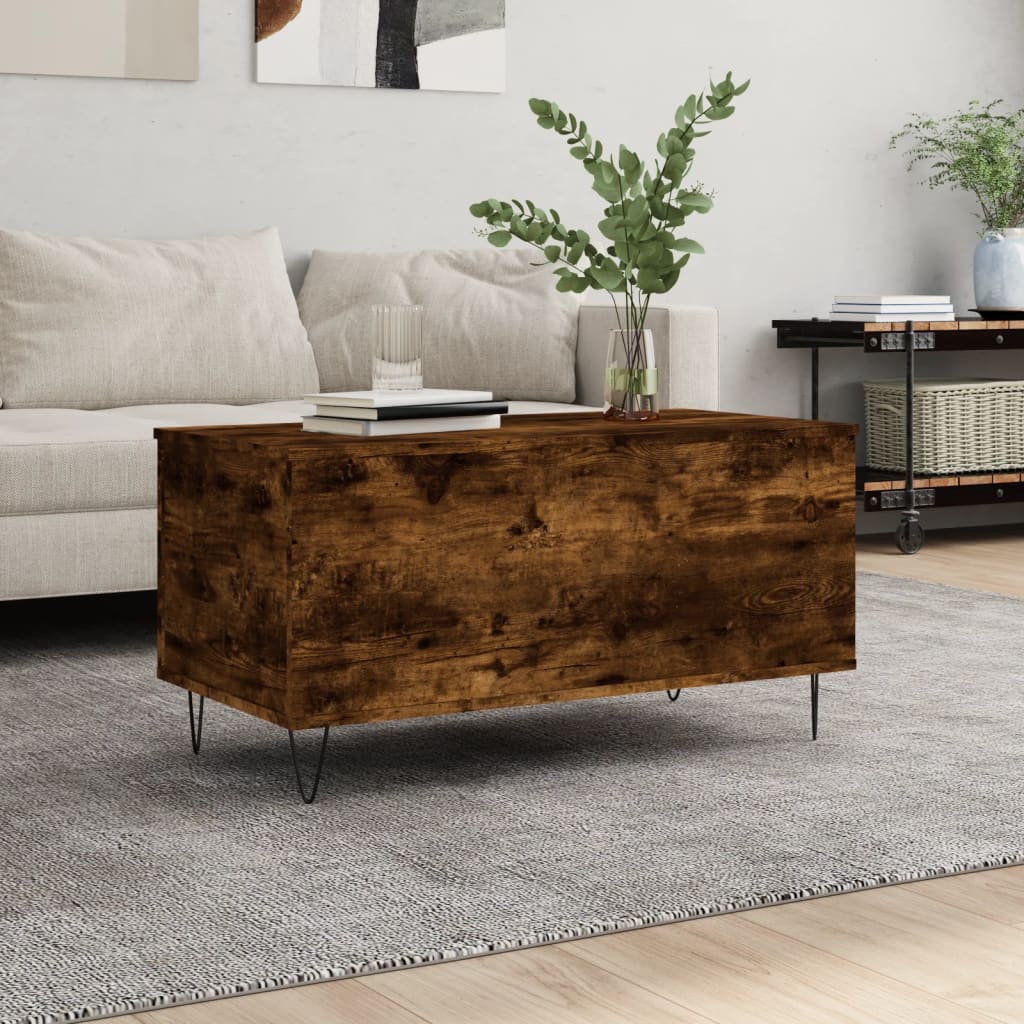 Table basse Chêne fumé 90x44,5x45 cm Bois d'ingénierie XIOS