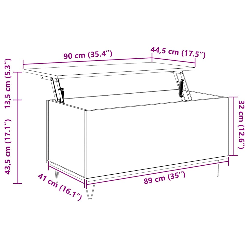 Table basse Sonoma gris 90x44,5x45 cm Bois d'ingénierie - XIOS