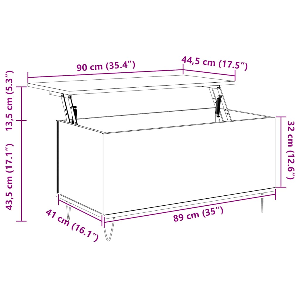 Table basse Chêne marron 90x44,5x45 cm Bois d'ingénierie - XIOS