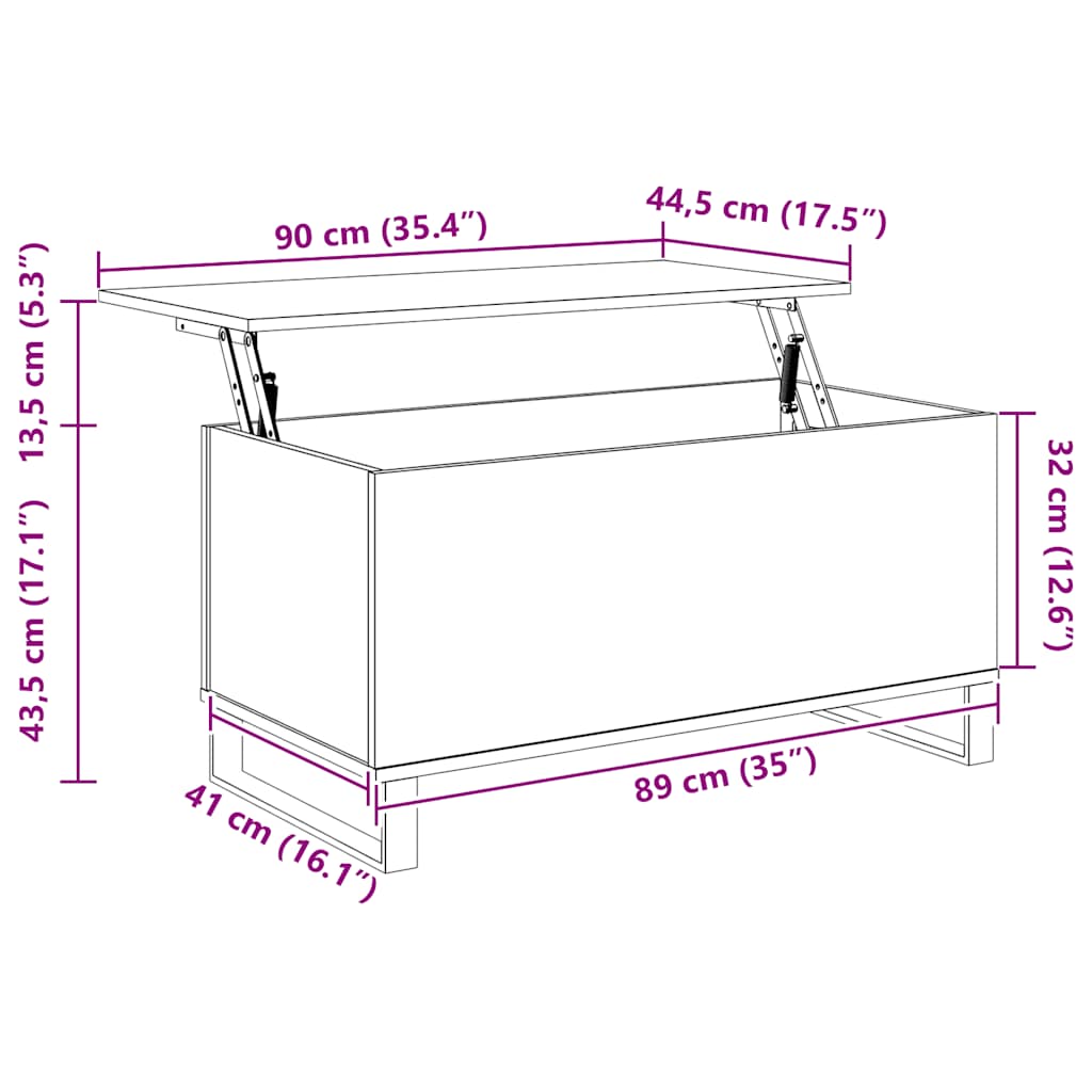 Table basse Chêne marron 90x44,5x45 cm Bois d'ingénierie - XIOS