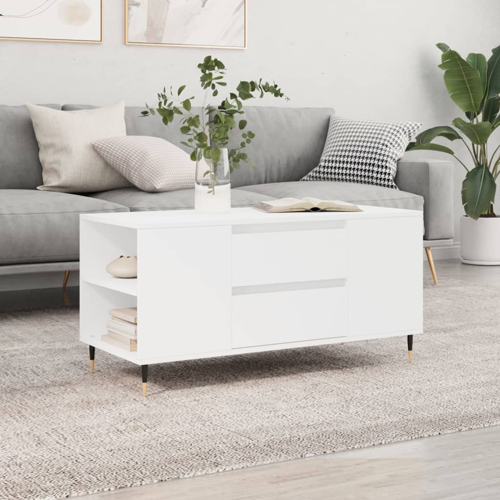 Table basse blanc 102x44,5x50 cm bois d'ingénierie - XIOS