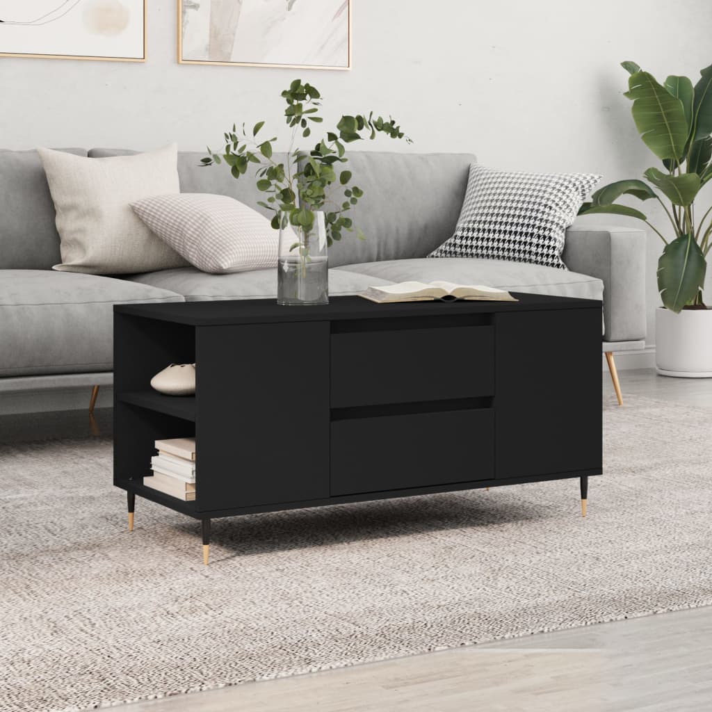 Table basse noir 102x44,5x50 cm bois d'ingénierie - XIOS