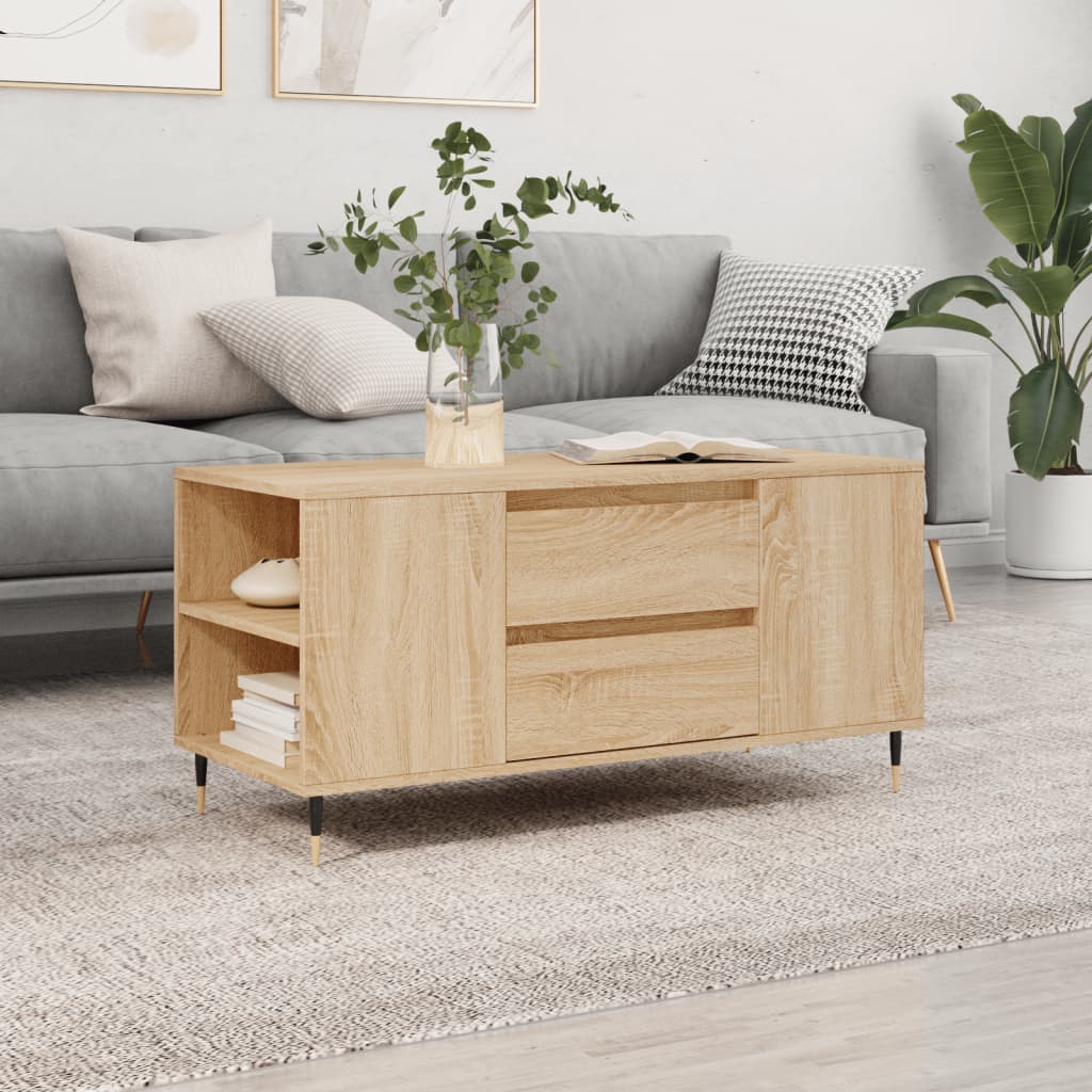 Table basse chêne sonoma 102x44,5x50 cm bois d'ingénierie XIOS