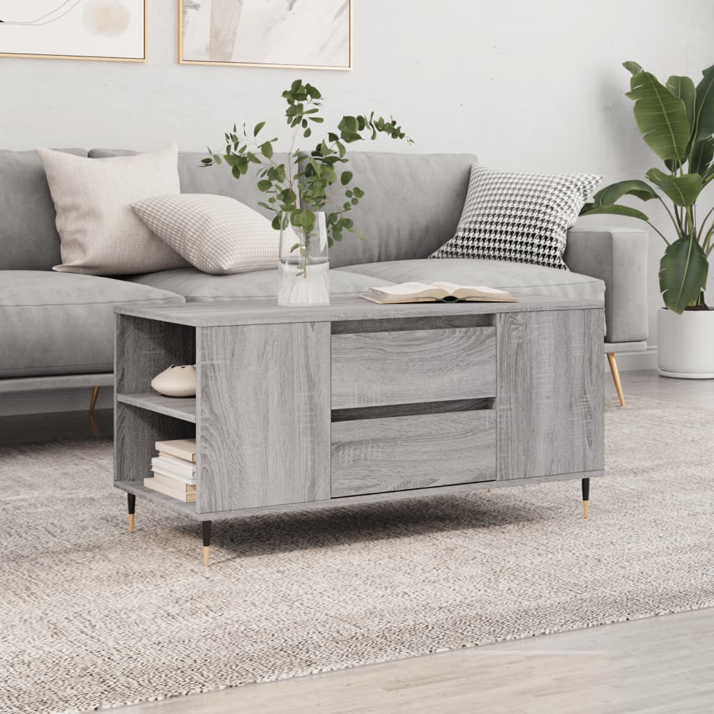 Table basse sonoma gris 102x44,5x50 cm bois d'ingénierie XIOS
