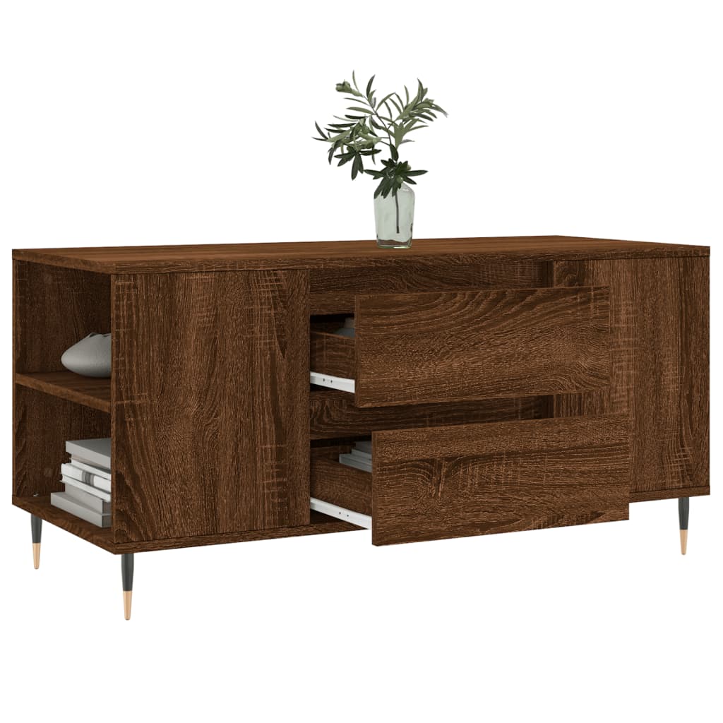 Table basse chêne marron 102x44,5x50 cm bois d'ingénierie XIOS