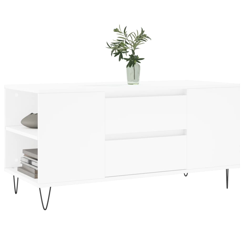 Table basse blanc 102x44,5x50 cm bois d'ingénierie - XIOS