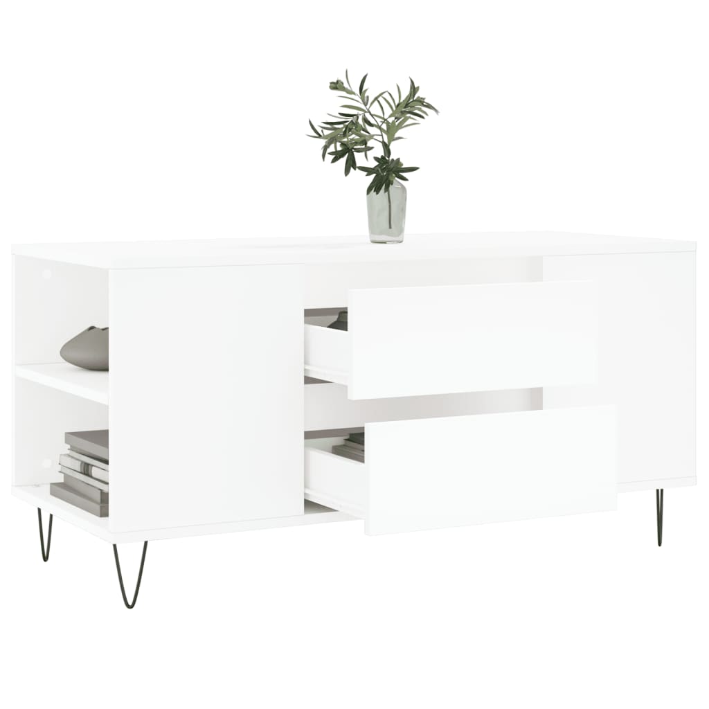 Table basse blanc 102x44,5x50 cm bois d'ingénierie - XIOS
