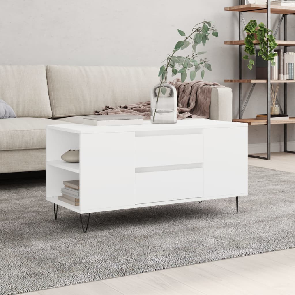 Table basse blanc 102x44,5x50 cm bois d'ingénierie - XIOS