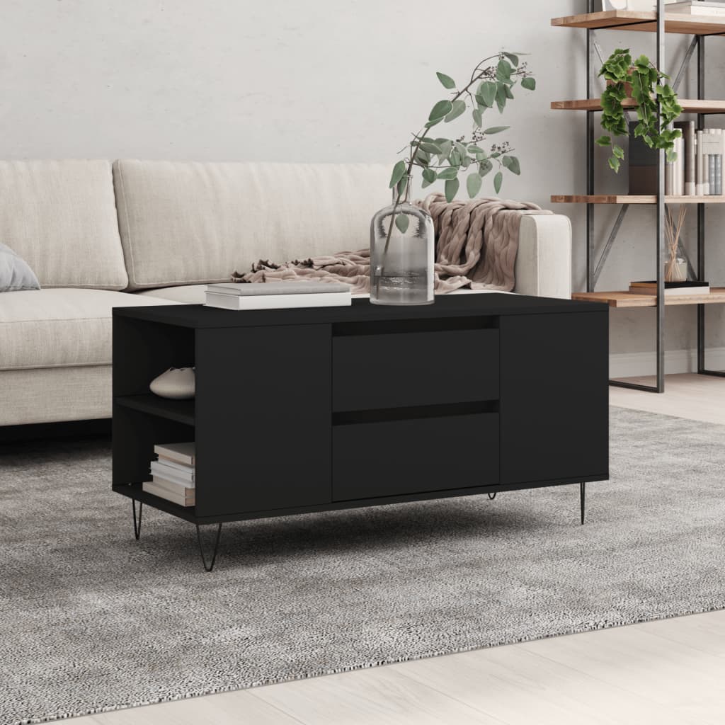Table basse noir 102x44,5x50 cm bois d'ingénierie - XIOS