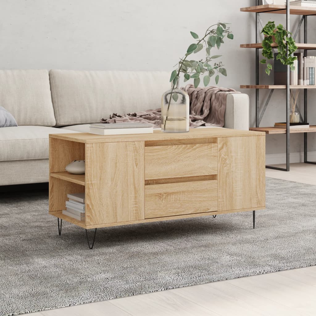 Table basse chêne sonoma 102x44,5x50 cm bois d'ingénierie - XIOS