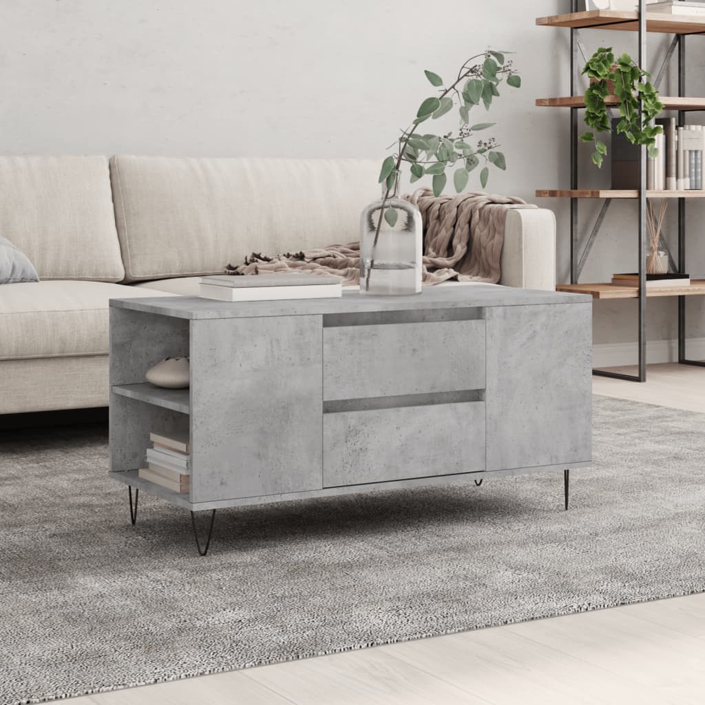 Table basse gris béton 102x44,5x50 cm bois d'ingénierie - XIOS