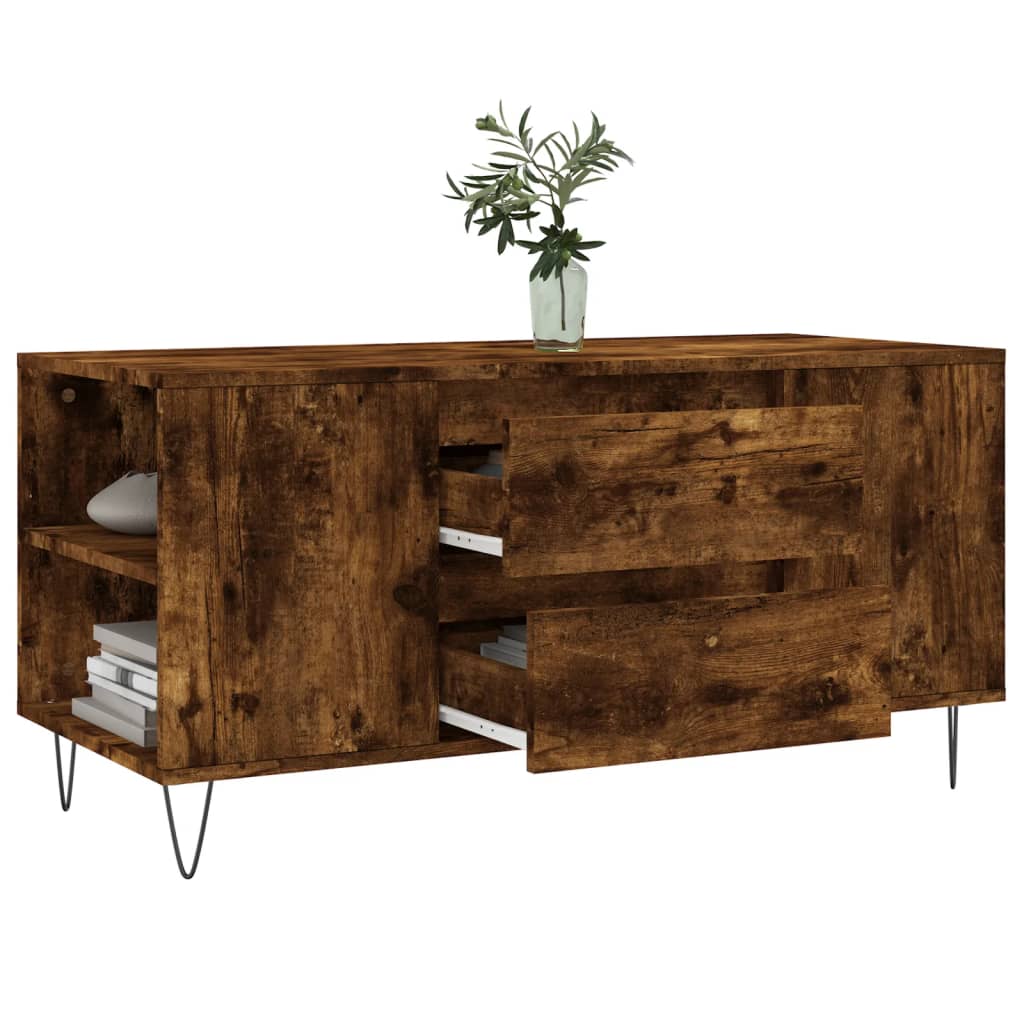 Table basse chêne fumé 102x44,5x50 cm bois d'ingénierie - XIOS