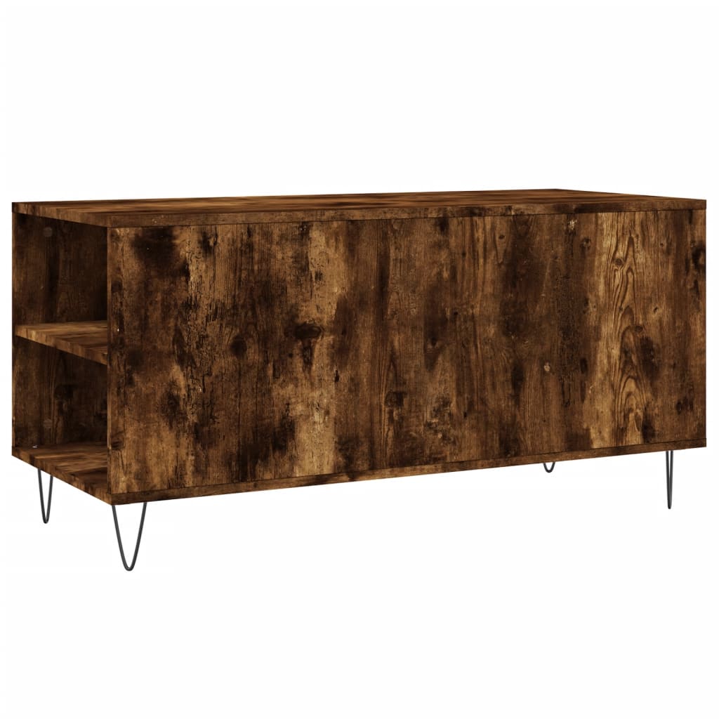 Table basse chêne fumé 102x44,5x50 cm bois d'ingénierie - XIOS