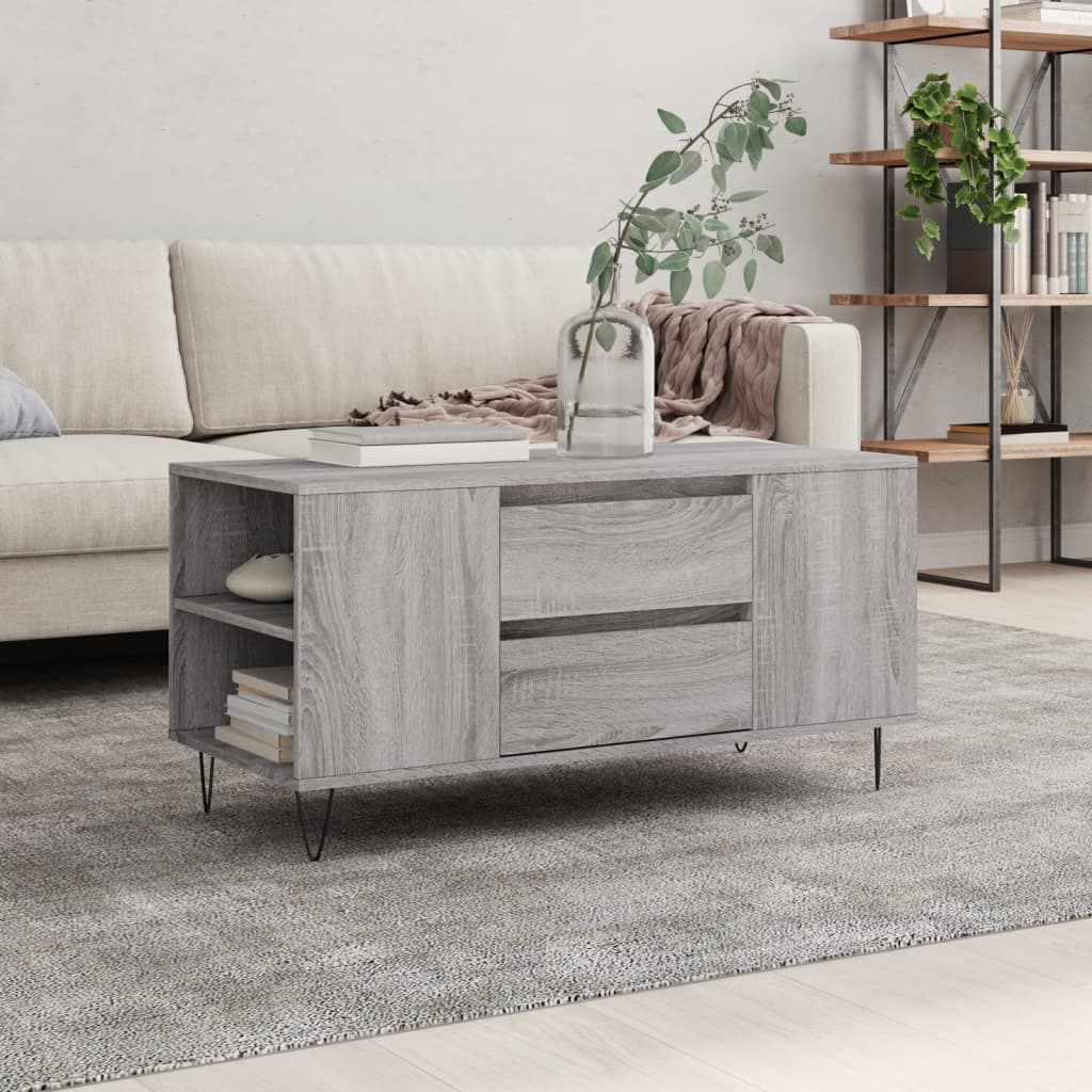 Table basse sonoma gris 102x44,5x50 cm bois d'ingénierie - XIOS