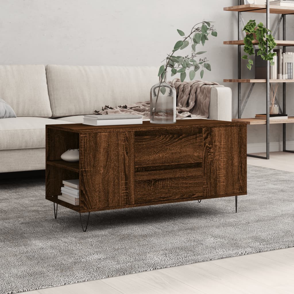 Table basse chêne marron 102x44,5x50 cm bois d'ingénierie - XIOS