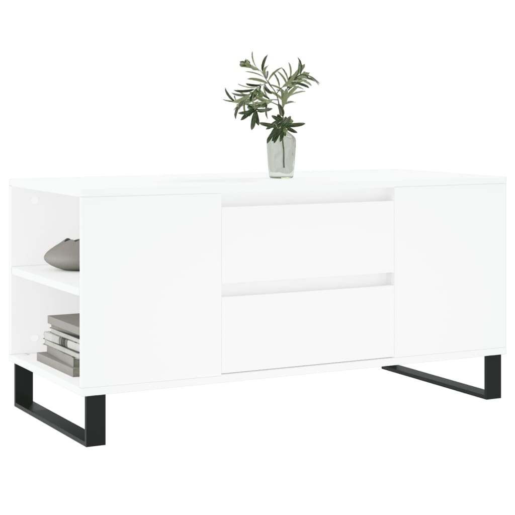 Table basse blanc 102x44,5x50 cm bois d'ingénierie - XIOS