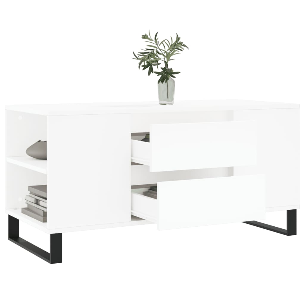 Table basse blanc 102x44,5x50 cm bois d'ingénierie - XIOS
